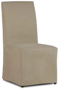 Destination Beige Long Slipcover Chair With Dark-tone Leg
