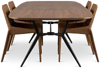 Margo Two-tone Rect Table With 4 Brown Upholstered Side Chairs