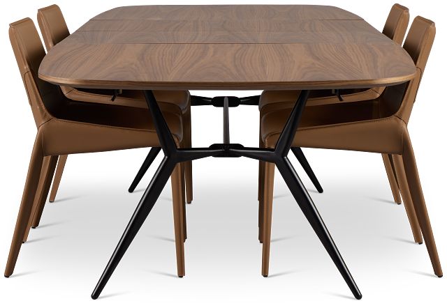 Margo Two-tone Rect Table With 4 Brown Upholstered Side Chairs