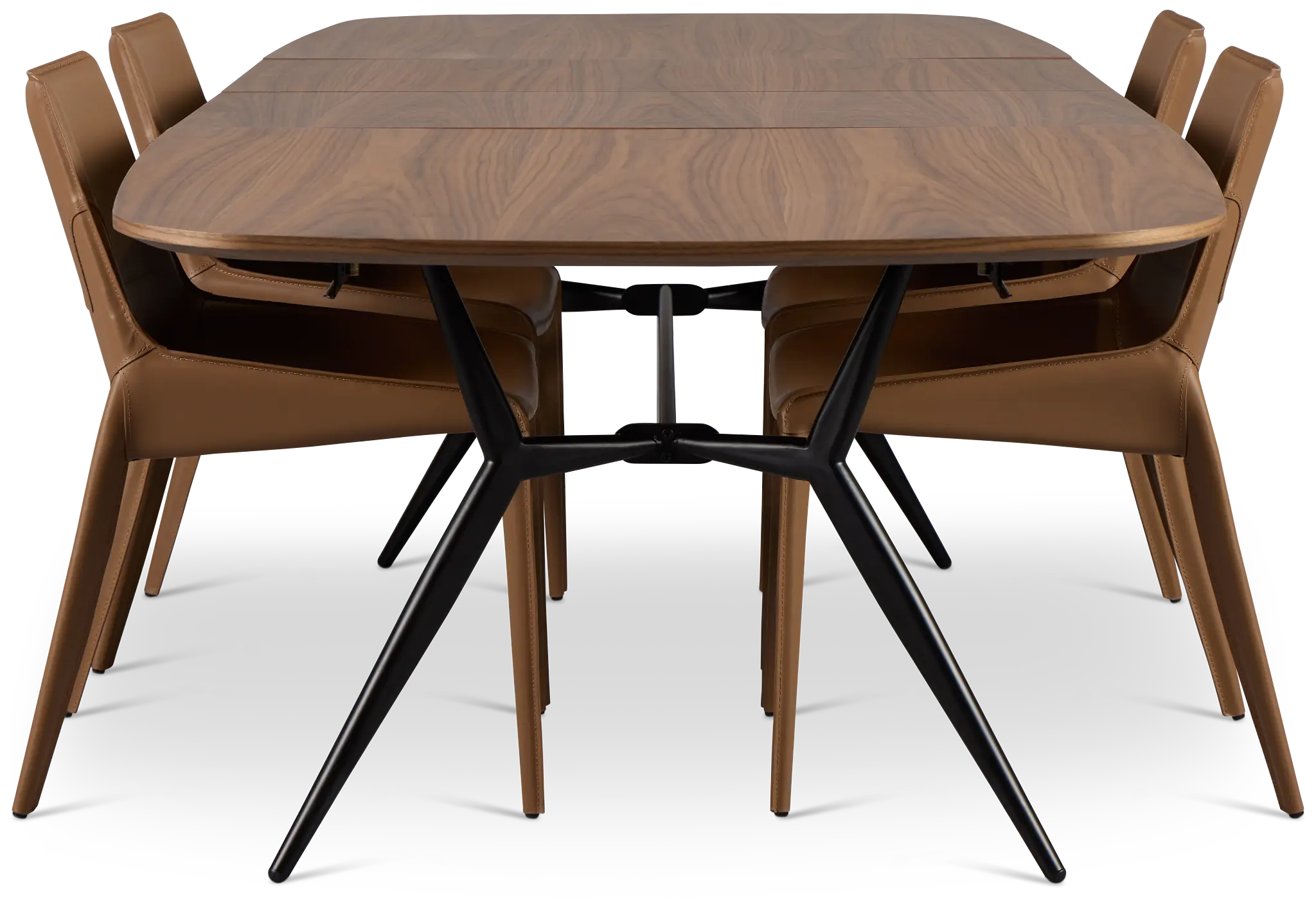 Margo Two-tone Rect Table With 4 Brown Upholstered Side Chairs Margo Two-tone Rect Table With 4 Brown Upholstered Side Chairs
