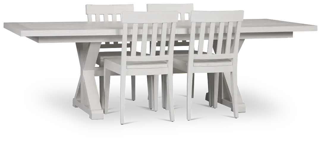 Nantucket White Pine Rectangular Table & 4 Wood Chairs Nantucket White Pine Rectangular Table & 4 Wood Chairs