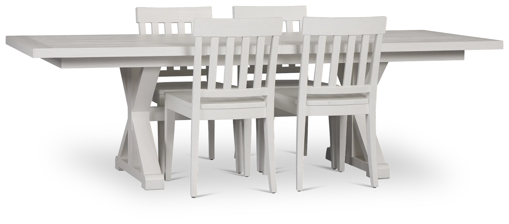 Nantucket White Pine Rectangular Table & 4 Wood Chairs