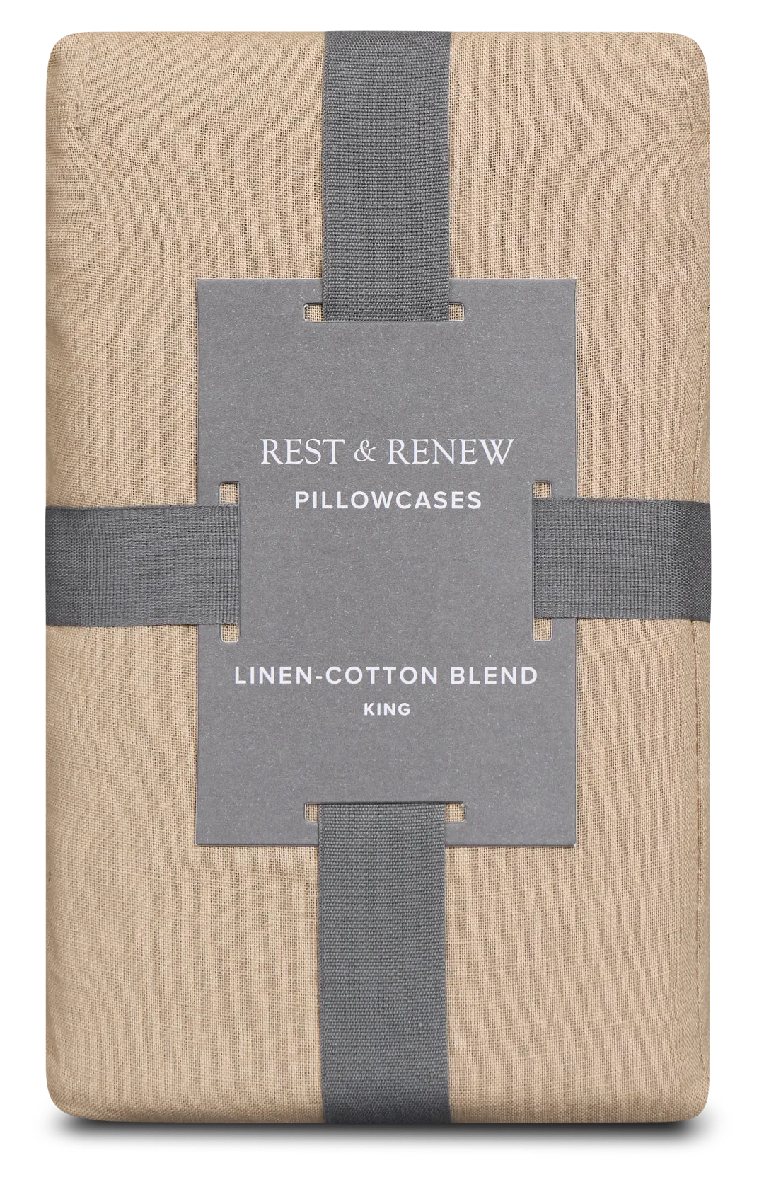 Rest & Renew Linen Blend Dark Beige Set Of 2 Pillowcases