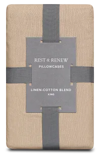 Rest & Renew Linen Blend Dark Beige Set Of 2 Pillowcases