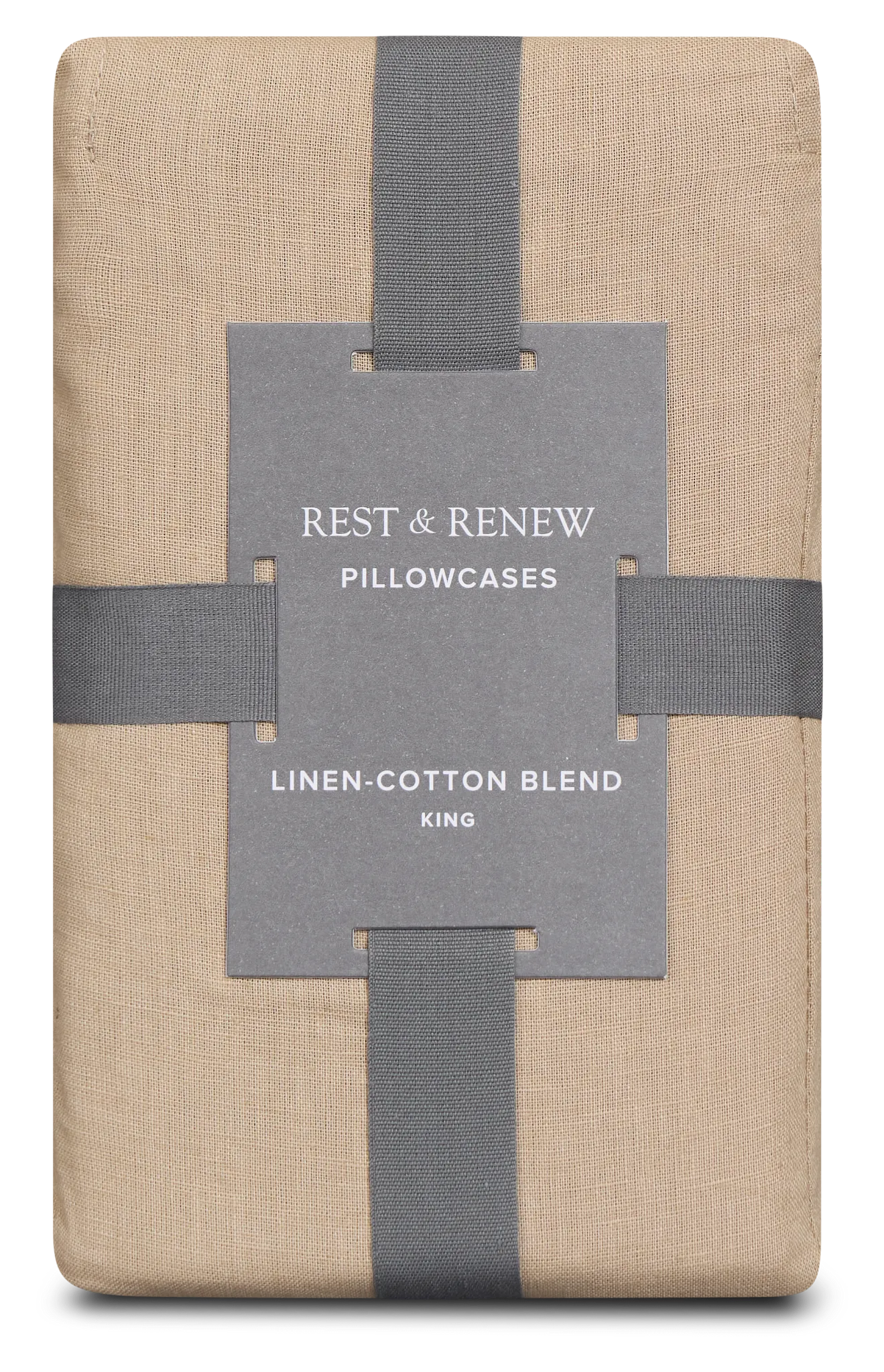 Rest & Renew Linen Blend Dark Beige Set Of 2 Pillowcases