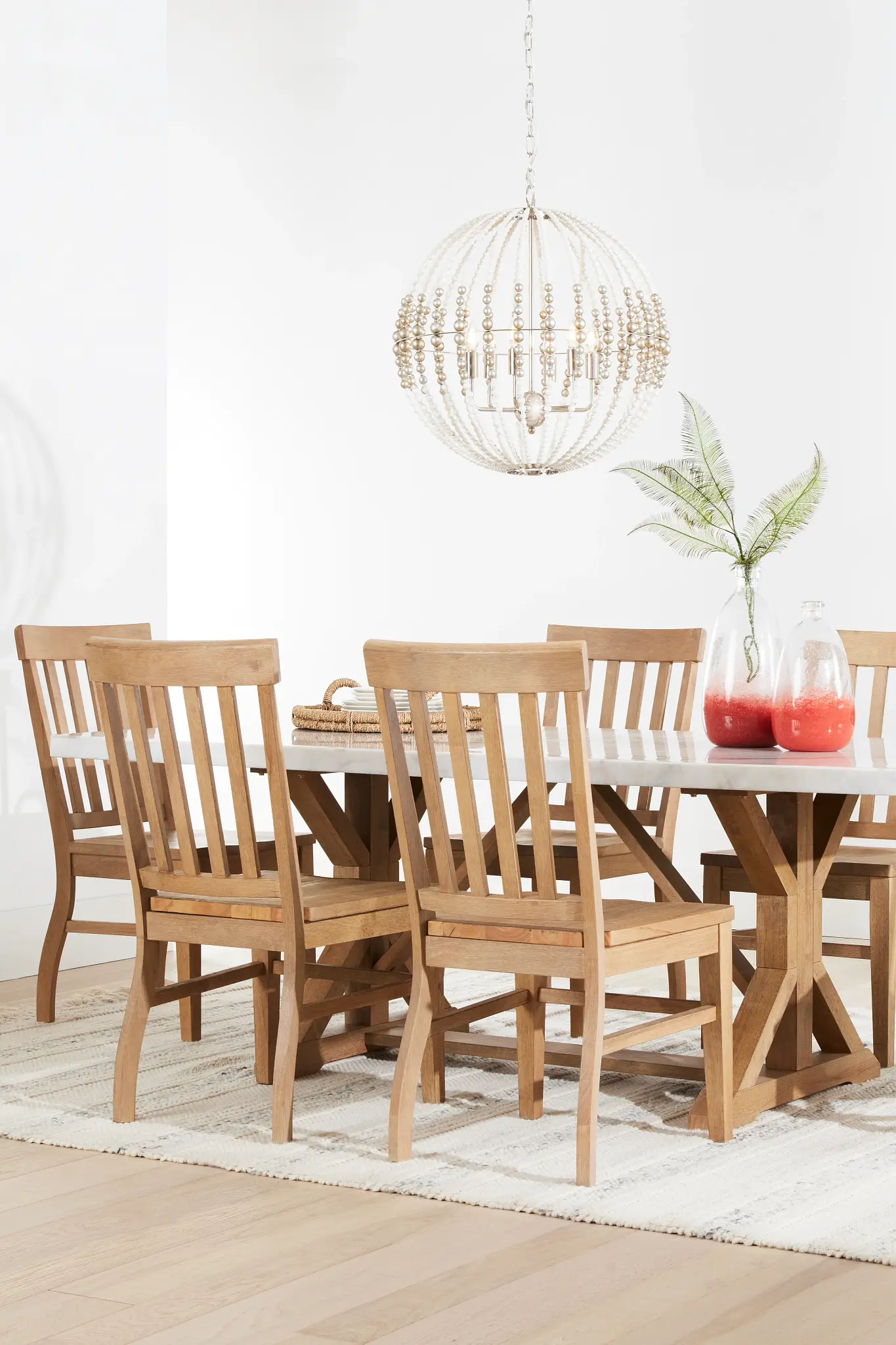 Somerset Light Tone Marble Rectangular Table & 4 Wood Chairs Somerset Light Tone Marble Rectangular Table & 4 Wood Chairs