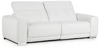 Reva White Leather Power Reclining Sofa