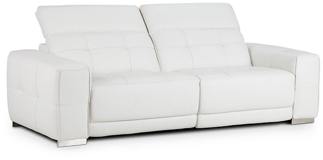 Reva White Leather Power Reclining Sofa