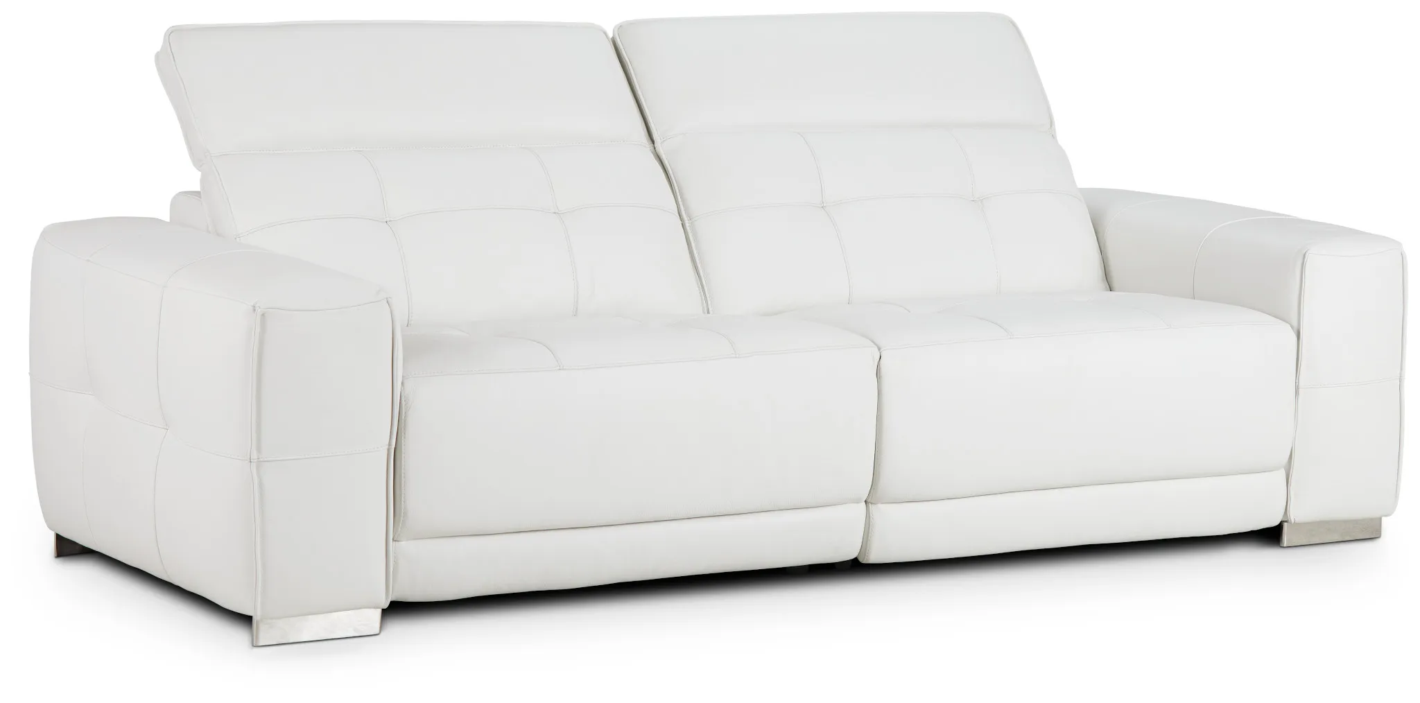 Reva White Leather Power Reclining Sofa