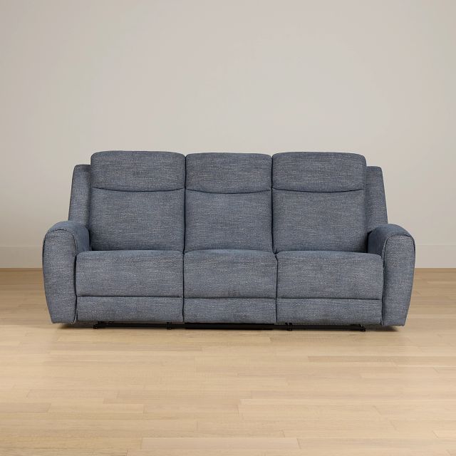 Walker Blue Fabric Reclining Sofa