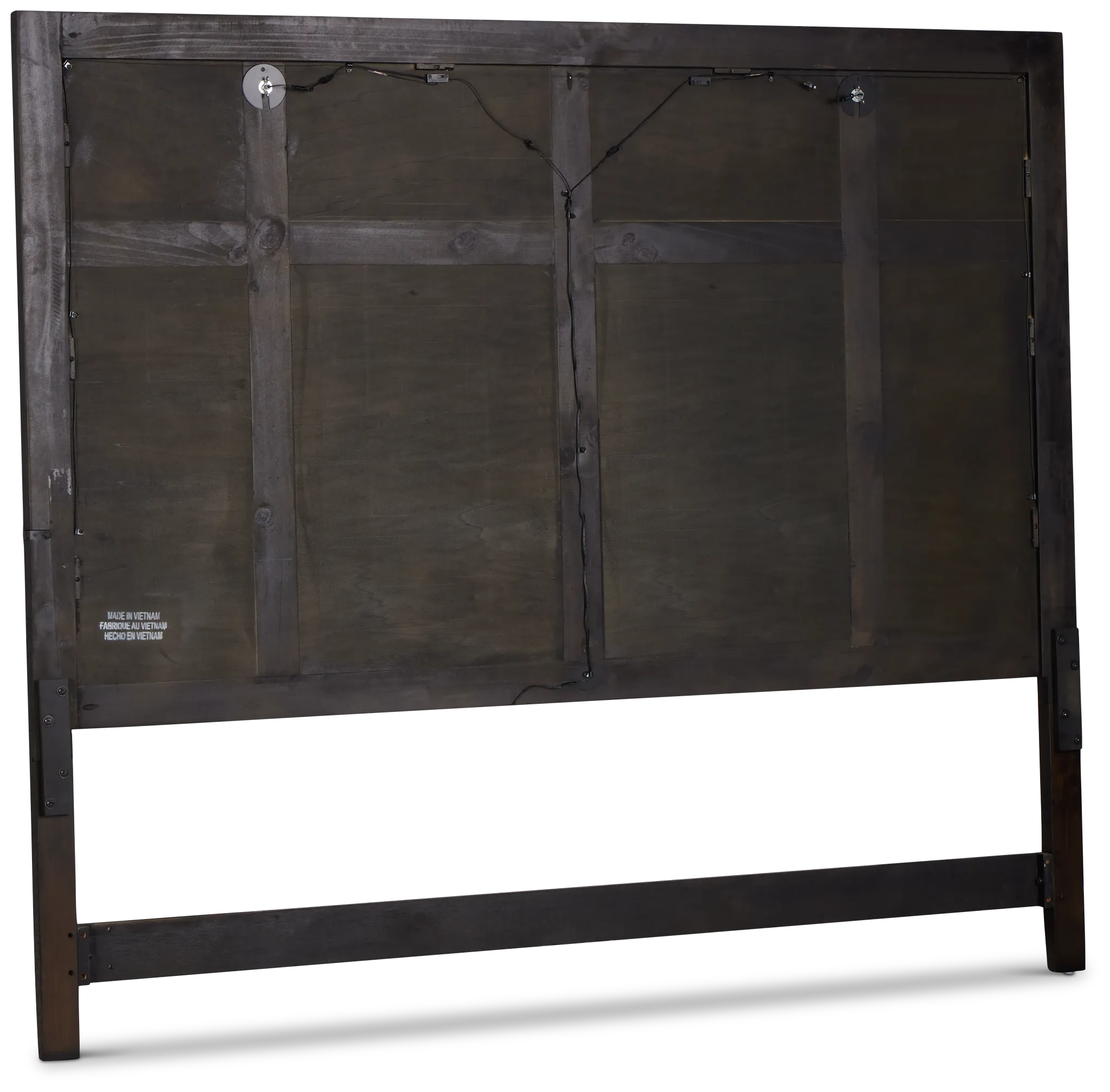 Heron Cove Dark Tone Panel Headboard With Lights