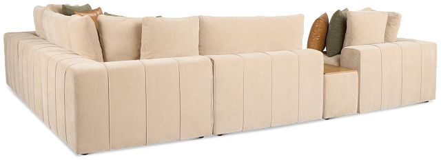 Cruz Light Beige Fabric 5-piece Modular Sectional With Console