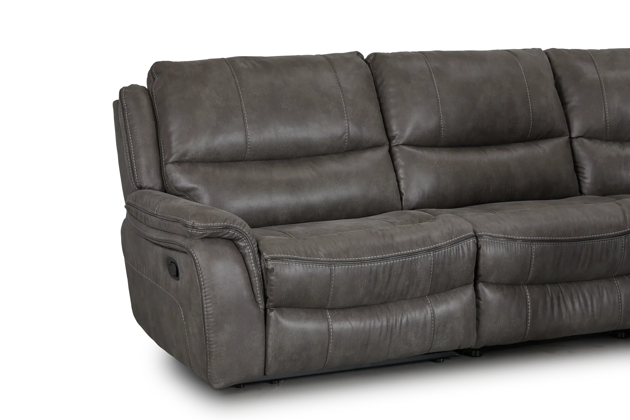 Dober Dark Gray Micro Small Two-arm Manually Reclining Sectional Dober Dark Gray Micro Small Two-arm Manually Reclining Sectional