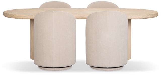 Clayton Light Tone Oval Table & 4 Upholstered Chairs