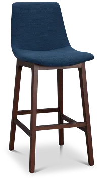 Hamilton Dark Blue Fabric 30" Upholstered Barstool