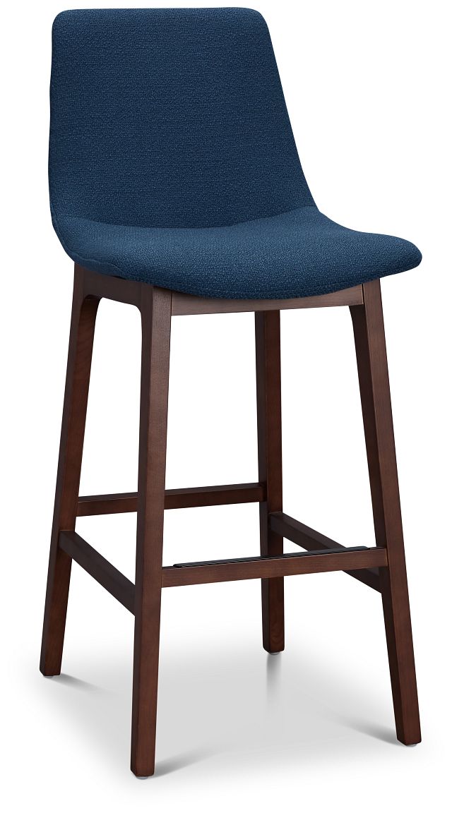 Hamilton Dark Blue Fabric 30" Upholstered Barstool