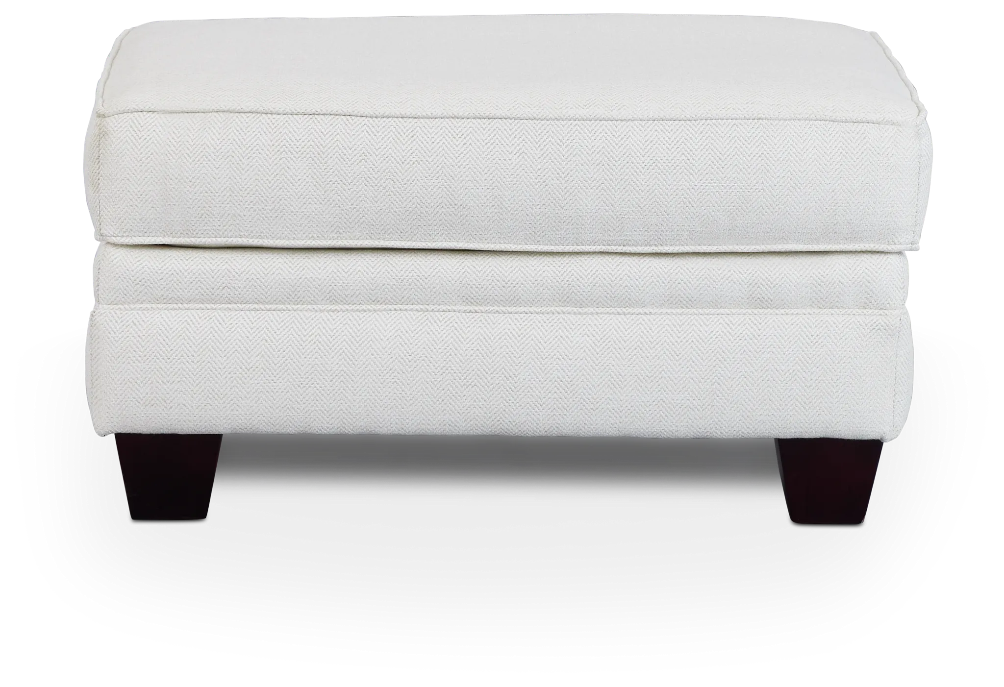 Avery White Fabric Ottoman