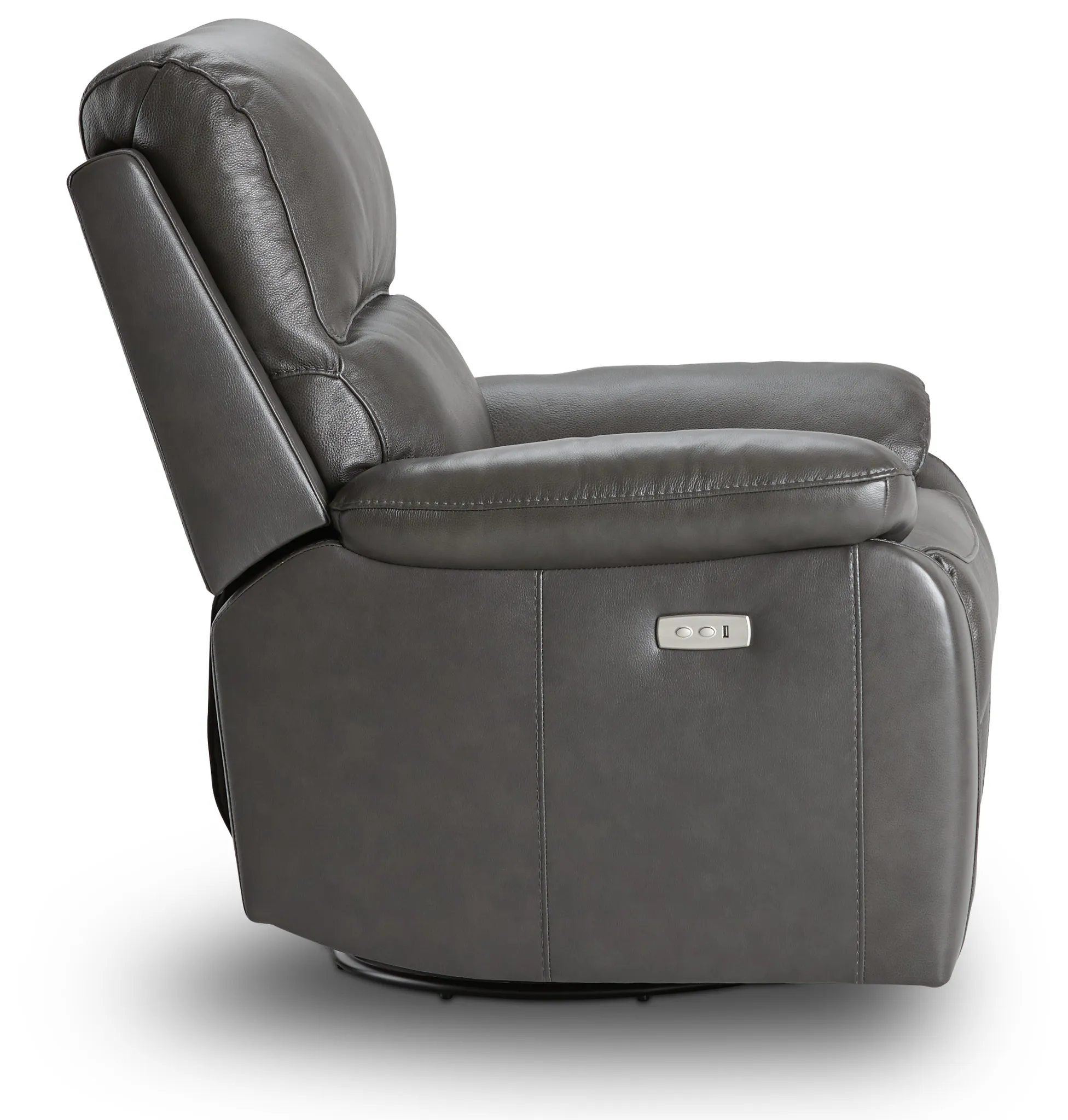 Mason Dark Gray Leather Power Swivel Glider Recliner