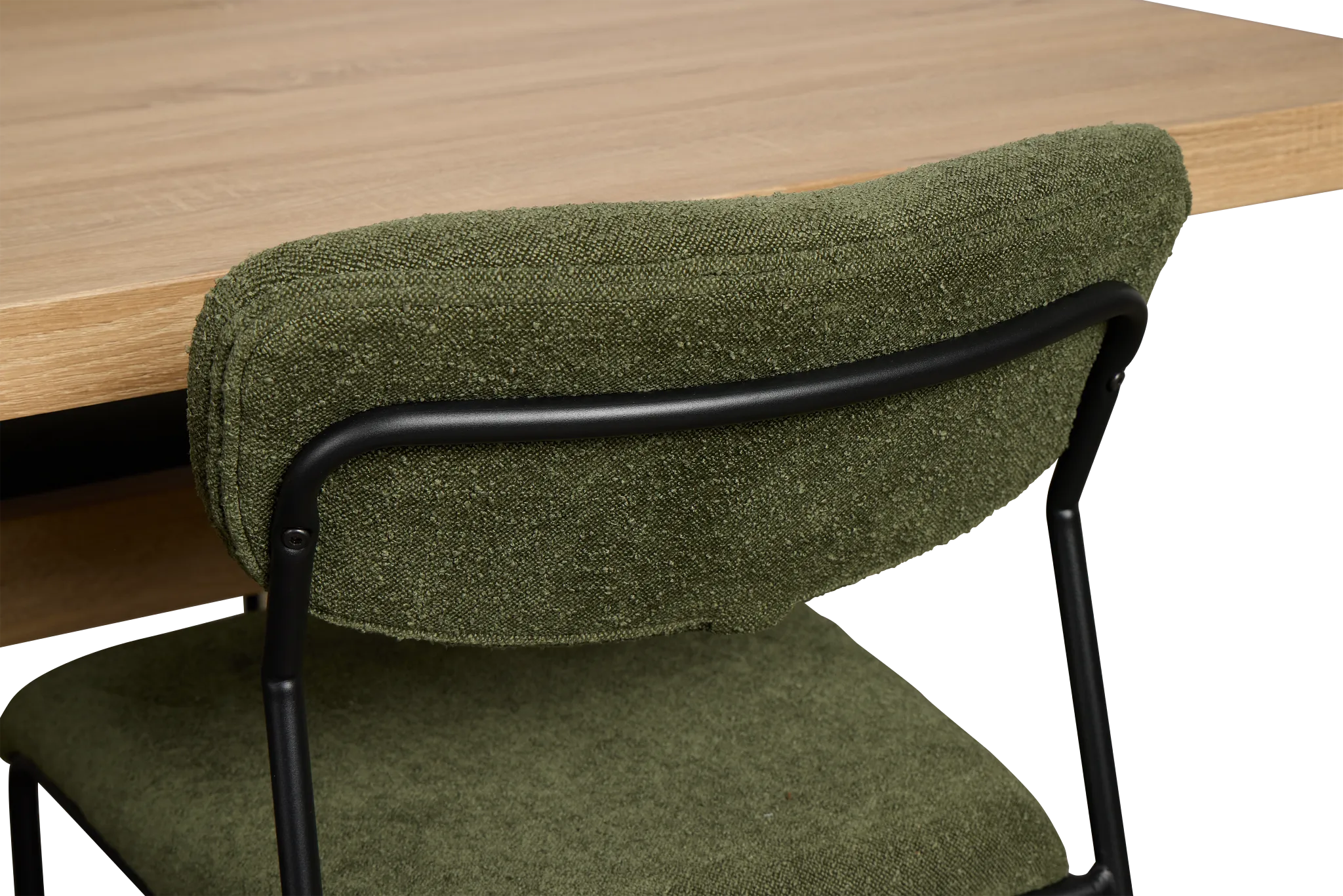 Lynden Light Tone Rect Table & 4 Green Metal Upholstered Side Chairs