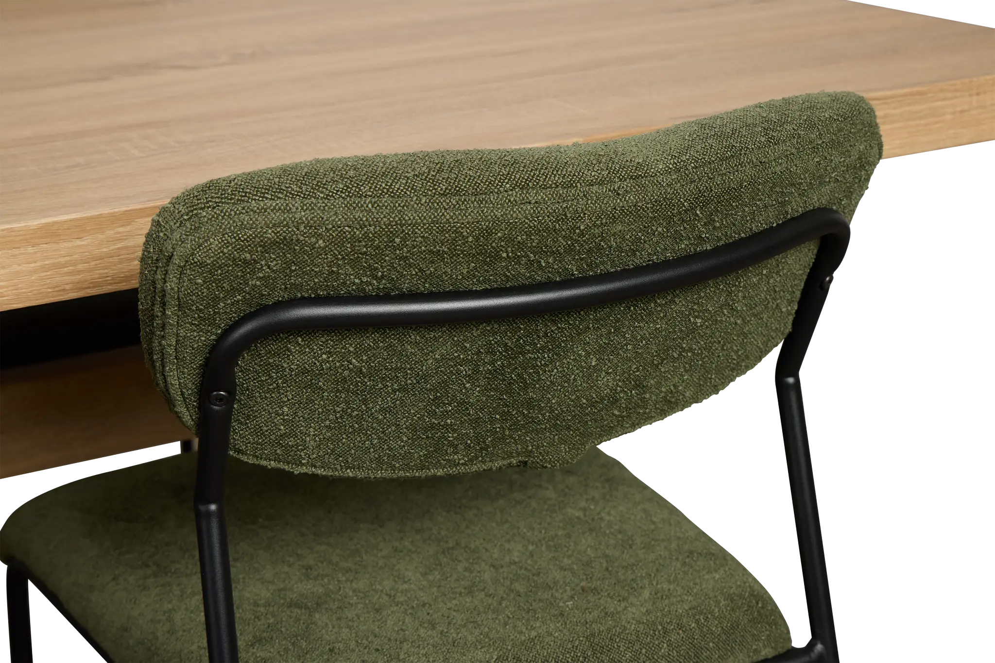Lynden Light Tone Rect Table & 4 Green Metal Upholstered Side Chairs Lynden Light Tone Rect Table & 4 Green Metal Upholstered Side Chairs