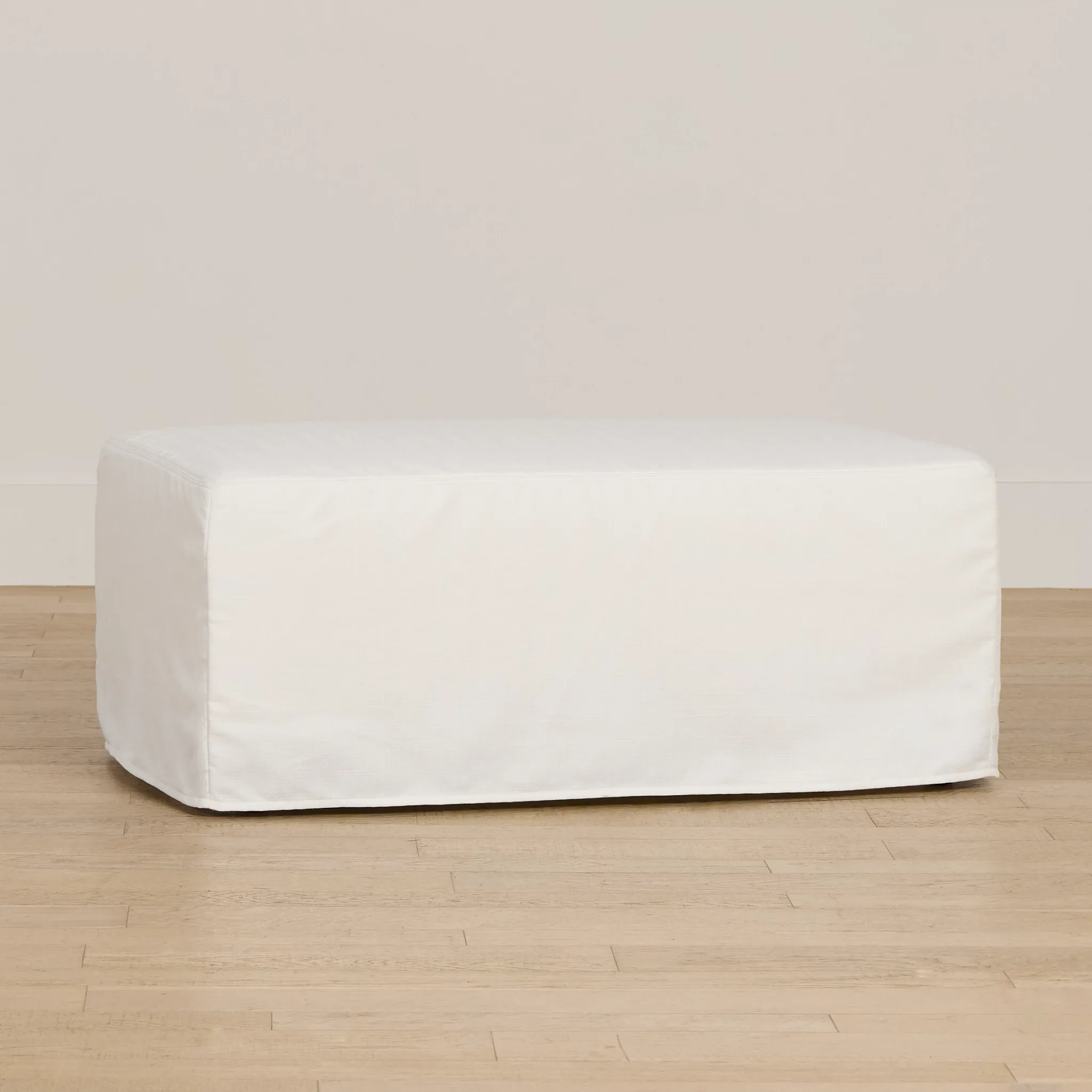 Marren White Fabric Ottoman