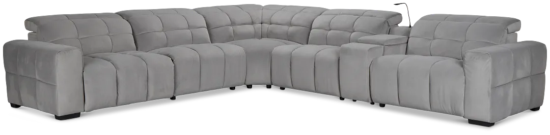 Gemma Light Gray Velvet Medium Triple Power Left Chaise Sectional