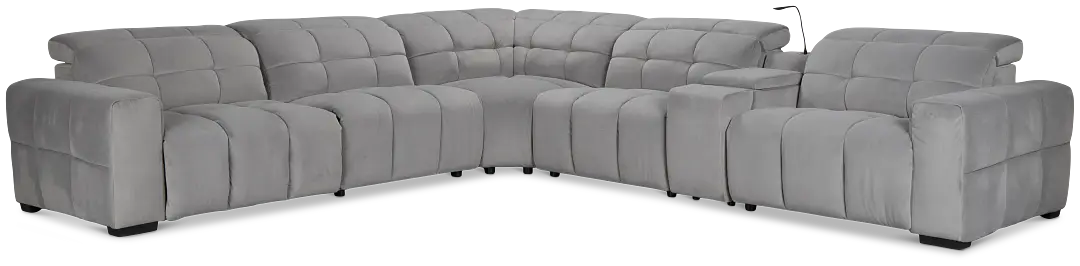 Gemma Light Gray Velvet Medium Triple Power Left Chaise Sectional Gemma Light Gray Velvet Medium Triple Power Left Chaise Sectional