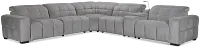 Gemma Light Gray Velvet Medium Triple Power Left Chaise Sectional