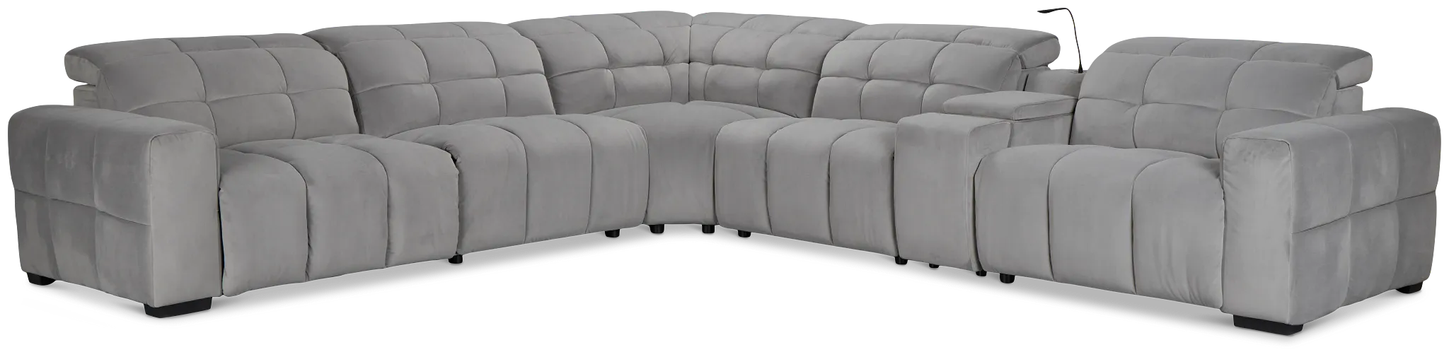 Gemma Light Gray Velvet Medium Triple Power Left Chaise Sectional