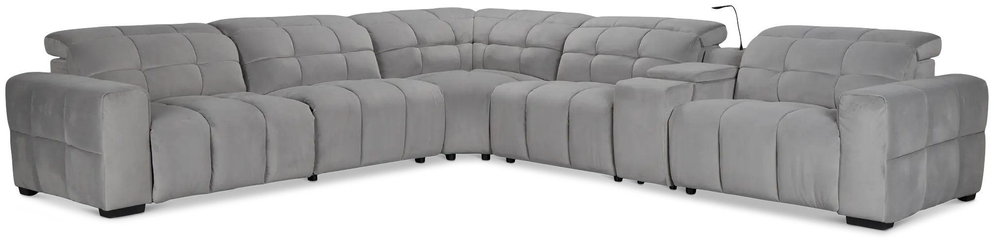 Gemma Light Gray Velvet Medium Triple Power Left Chaise Sectional Gemma Light Gray Velvet Medium Triple Power Left Chaise Sectional