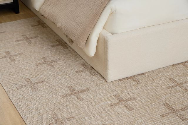 Lyndie Beige Upholstered Platform Bed