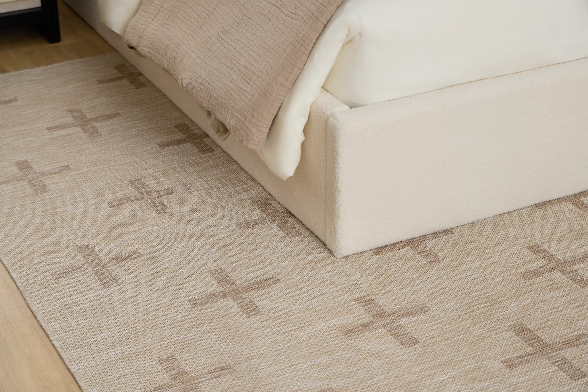 Lyndie Beige Upholstered Platform Bed Lyndie Beige Upholstered Platform Bed