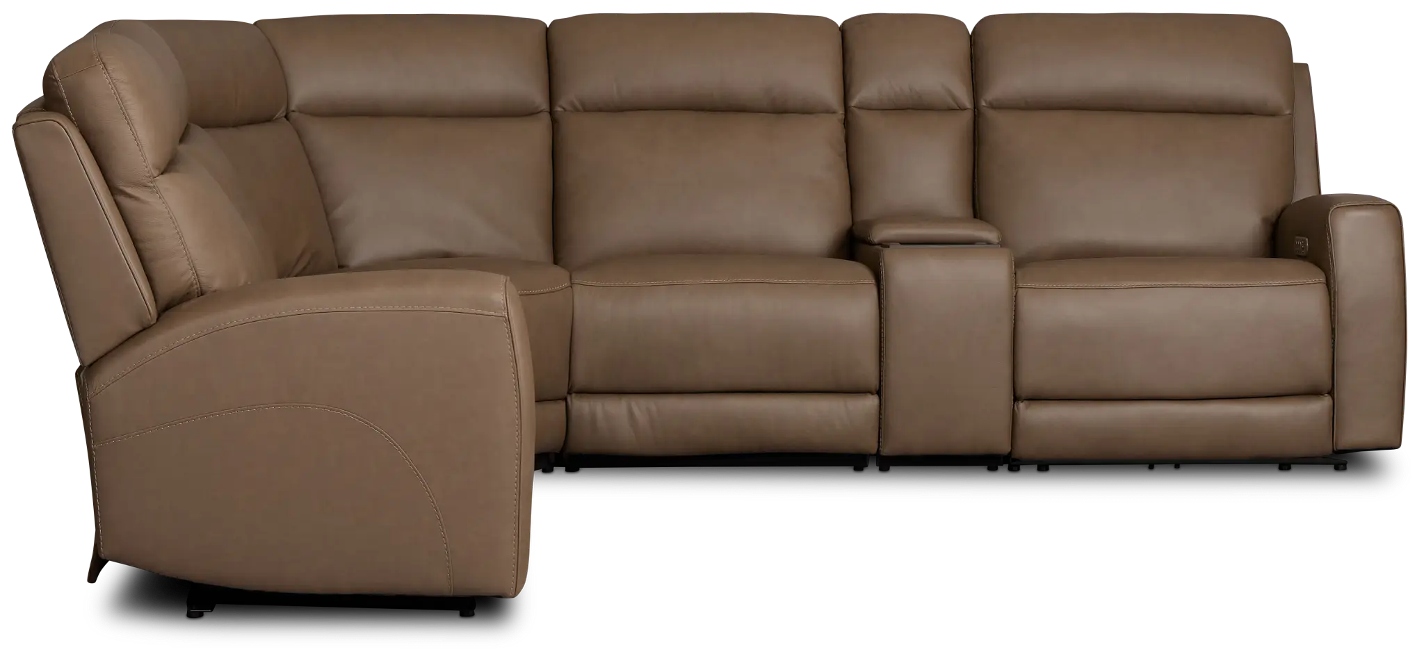 Flexsteel Belmont Dark Brown Lthr/vinyl Medium Dual Power 2-arm Reclining Sectional Flexsteel Belmont Dark Brown Lthr/vinyl Medium Dual Power 2-arm Reclining Sectional
