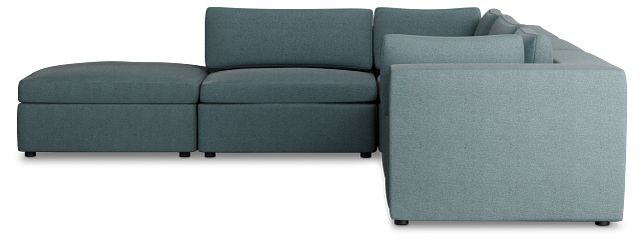 Destin Sutton Blue Fabric 5pc Bumper Sectional