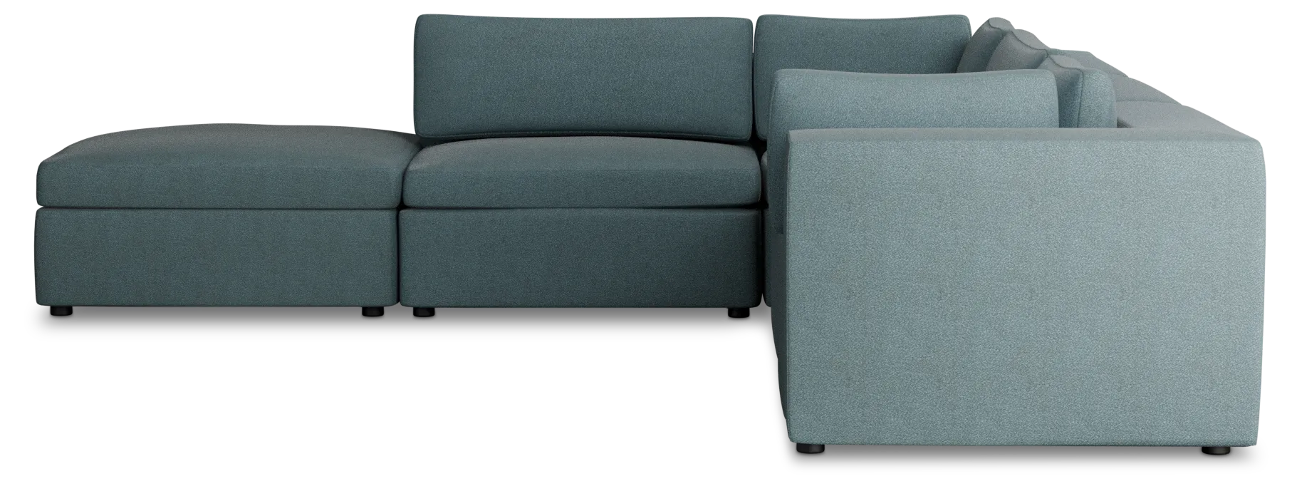 Destin Sutton Blue Fabric 5pc Bumper Sectional