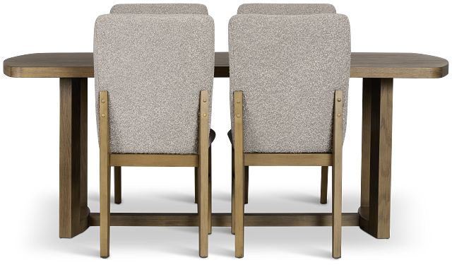 Modesto Light Tone Rectangular Table & 4 Upholstered Chairs