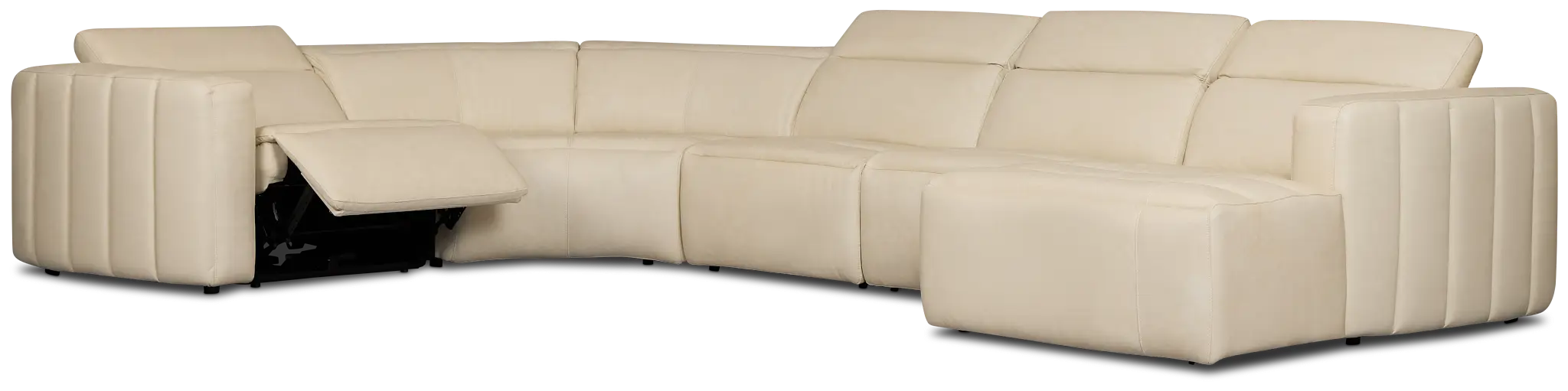 Jace Ivory Lthr/vinyl Small Right Chaise Power Reclining Sectional Jace Ivory Lthr/vinyl Small Right Chaise Power Reclining Sectional
