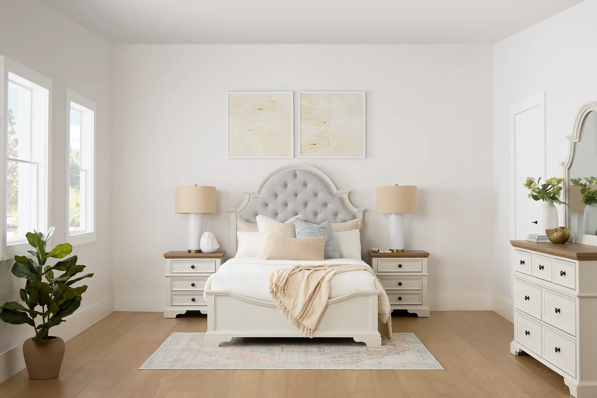 Charlotte White Uph Panel Bed