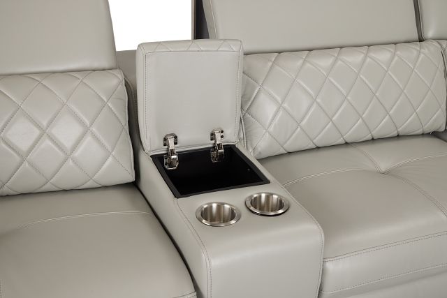 Ava Light Gray Micro Large Triple Power Reclining Two-arm Sectional
