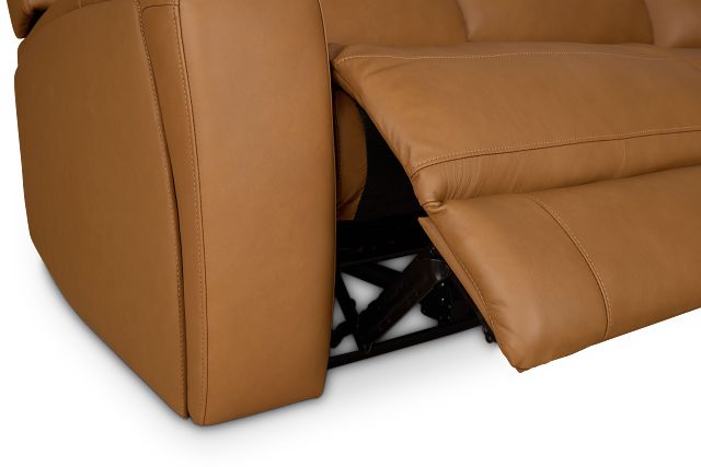 Summit Light Brown Lthr/vinyl Medium Triple Power 2-arm Sectional