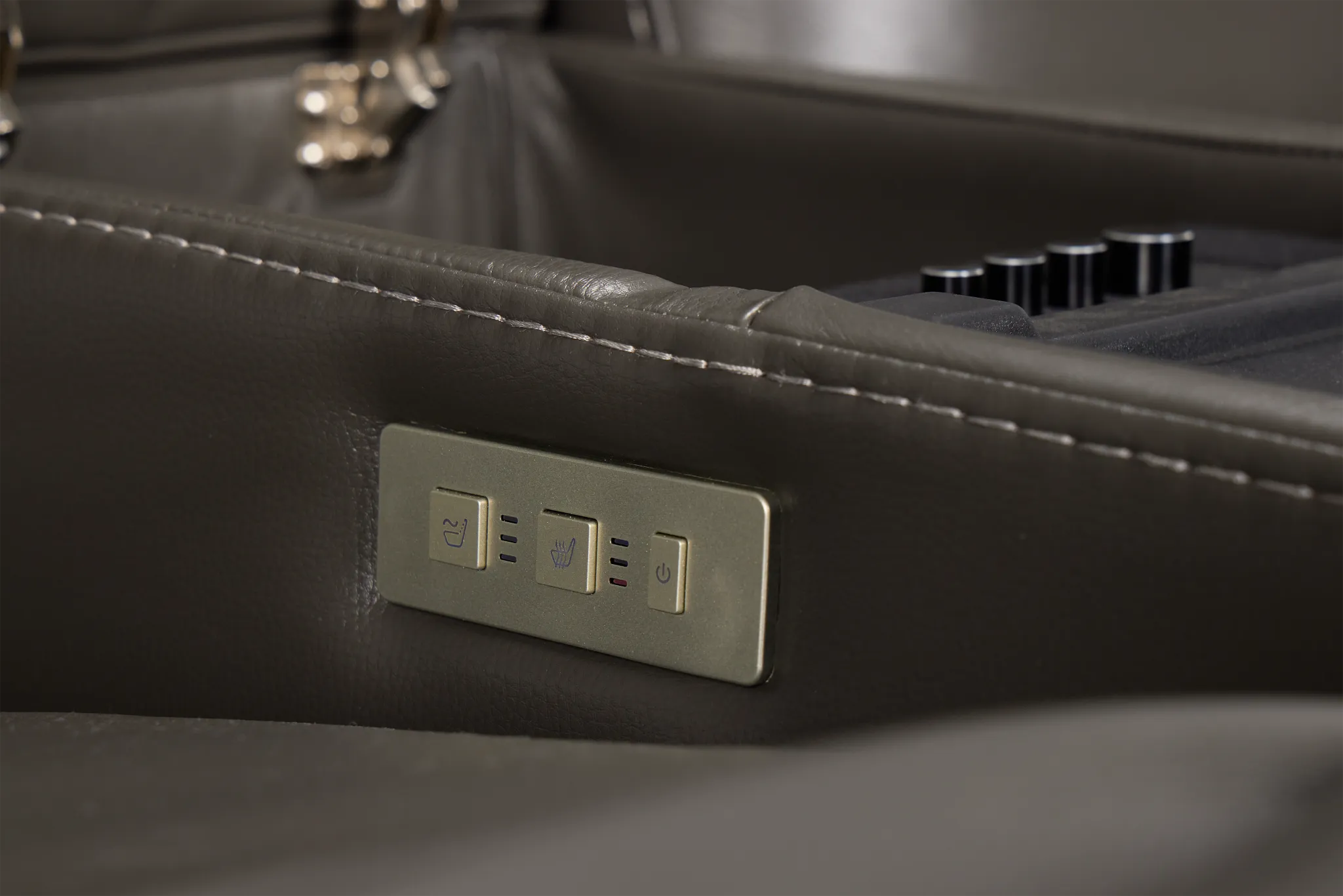 Fallon Dark Gray Lthr/vinyl Power Reclining Console Loveseat W/ Massage