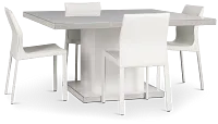 Miami White 59" Rectangular Table & 4 Upholstered Chairs
