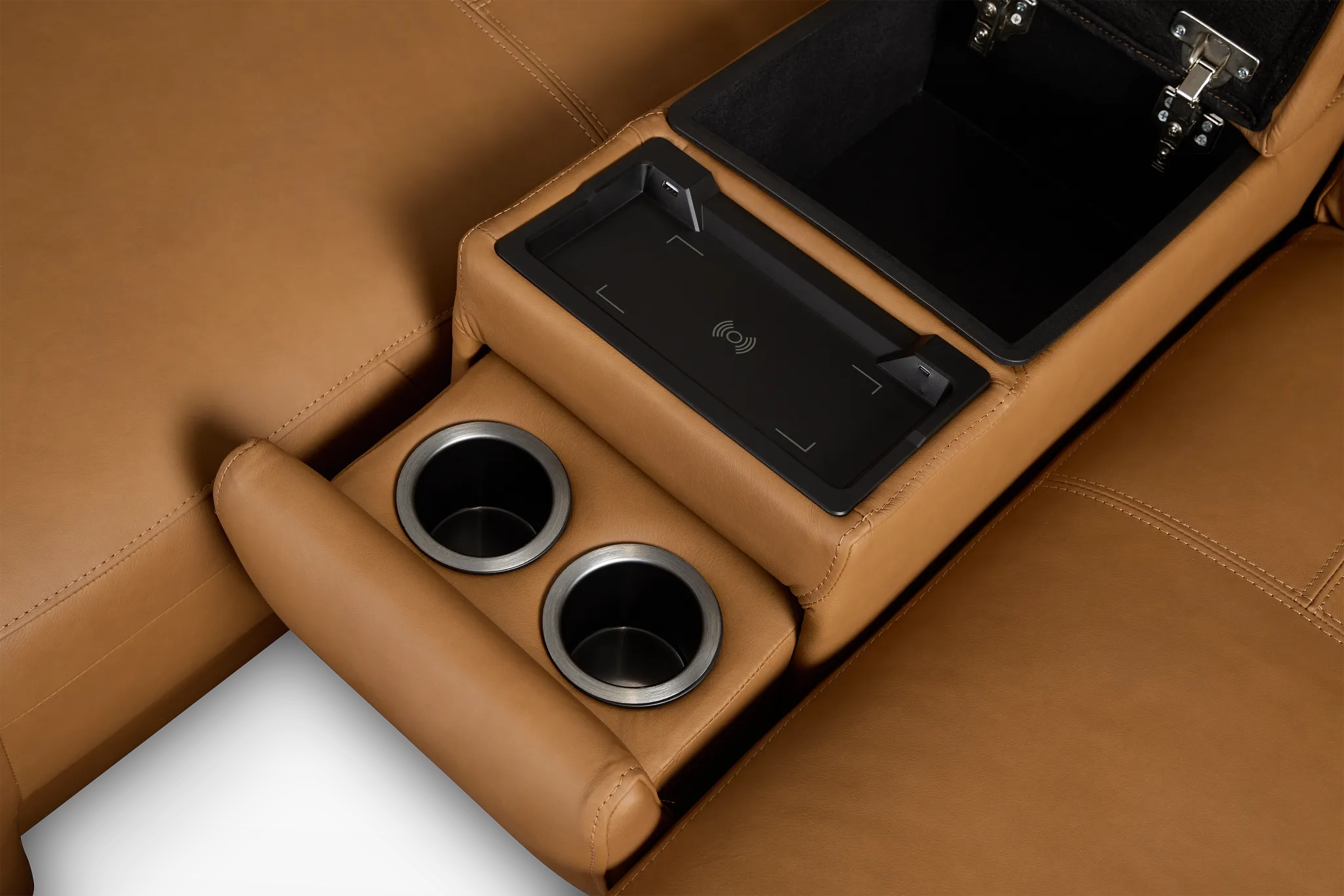 Rudy Brown Lthr/vinyl Large Dual Power Left Exentsion Chaise Sectional