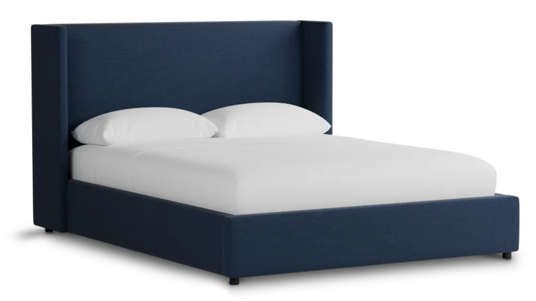 Captiva Peyton Dark Blue 48" Upholstered Shelter Bed