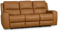 Summit Light Brown Lthr/vinyl Power Reclining Sofa W/ Power Headrest