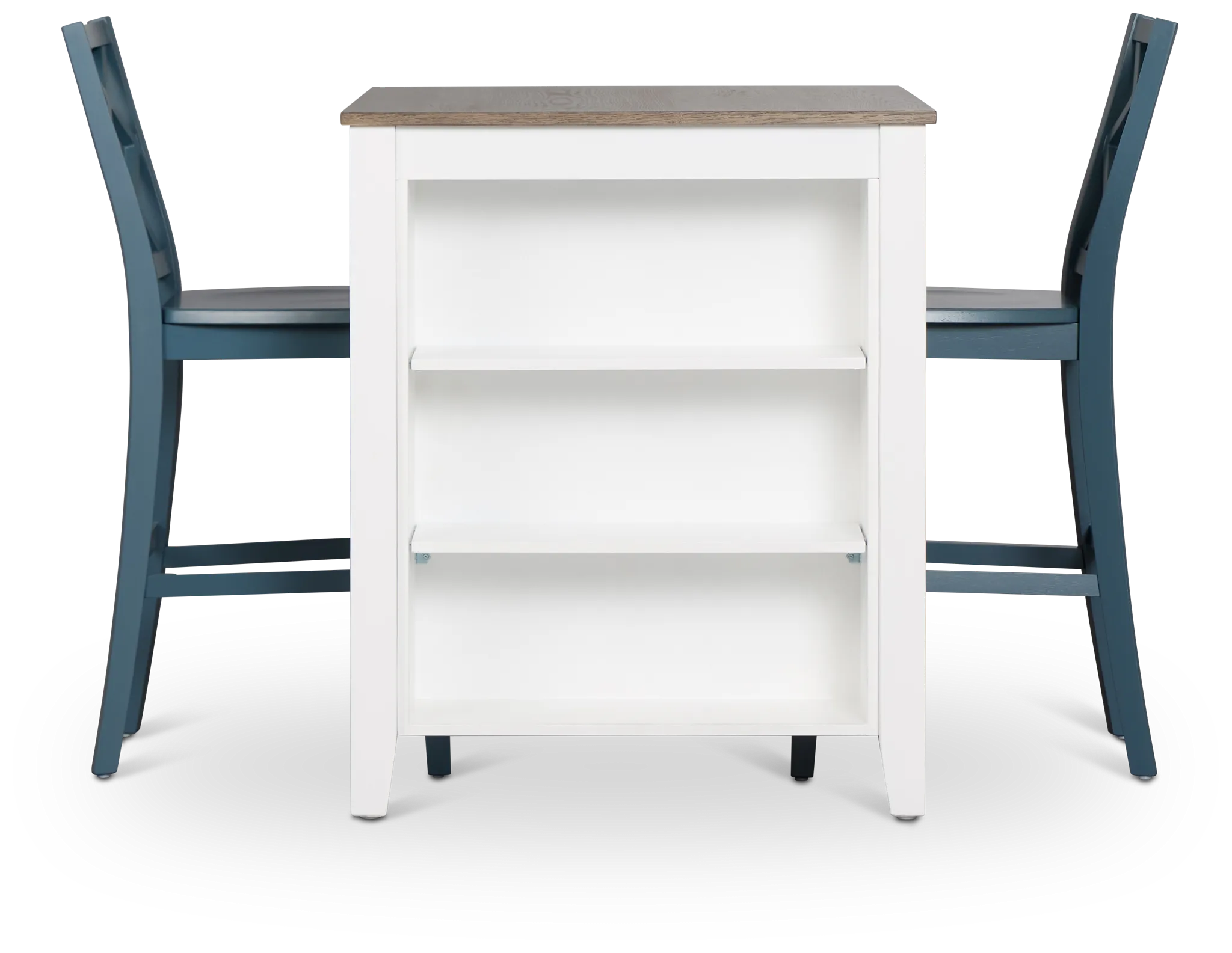 Edgartown Two-tone Storage High Table & 2 Navy Wood Barstools