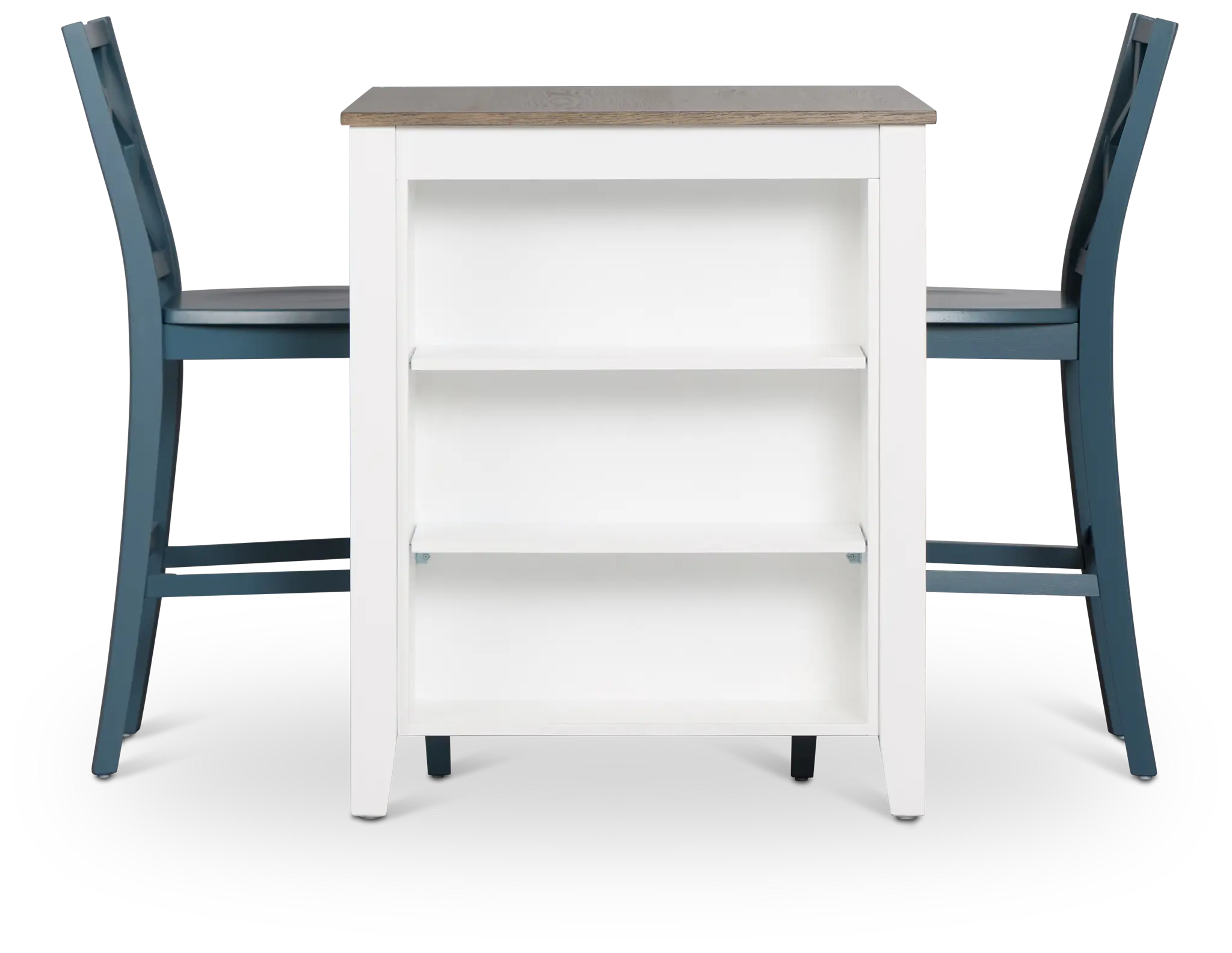 Edgartown Two-tone Storage High Table & 2 Navy Wood Barstools Edgartown Two-tone Storage High Table & 2 Navy Wood Barstools