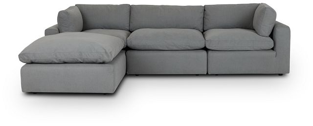 Grant Light Gray Fabric 4-piece Bumper Sectional