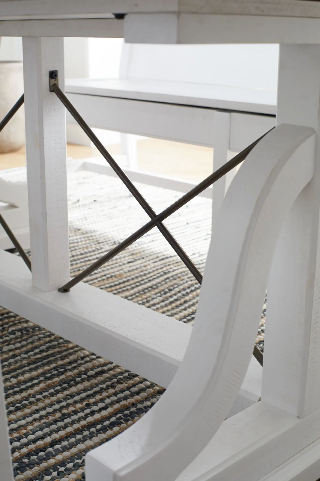 Heron Cove White Trestle Rectangular Table & 4 Wood Chairs