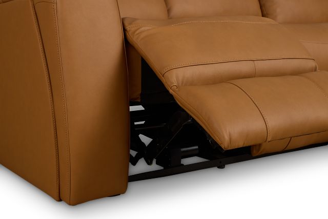Summit Light Brown Lthr/vinyl Power Reclining Sofa W/ Power Headrest